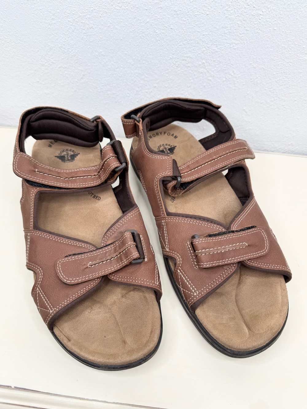 Dockers Men's Sport Sandals Brown Slip-On Memory Foam Size 15 M